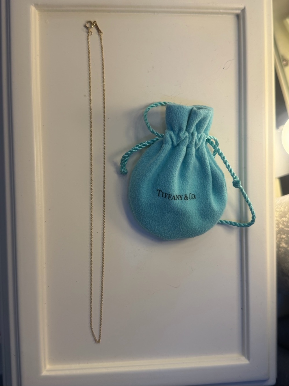 Tiffany & Co. Paloma Picasso 18k Yellow Gold Thin Cable Chain Rolo 16 inch Chain